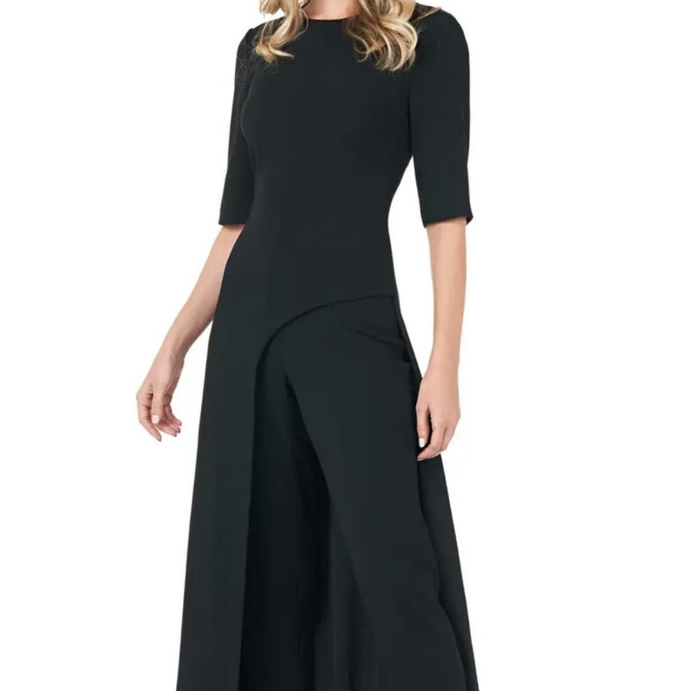 Kay Unger Black Davina Maxi Romper Dress